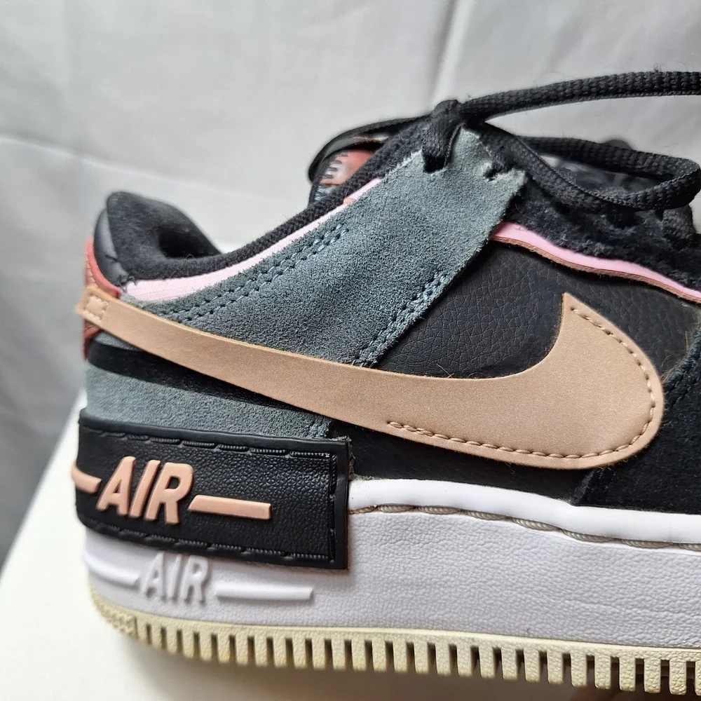 NIKE Air Force 1 Shadow Sneaker Womens Sz 7 Black Light Artic Pink Athleisure